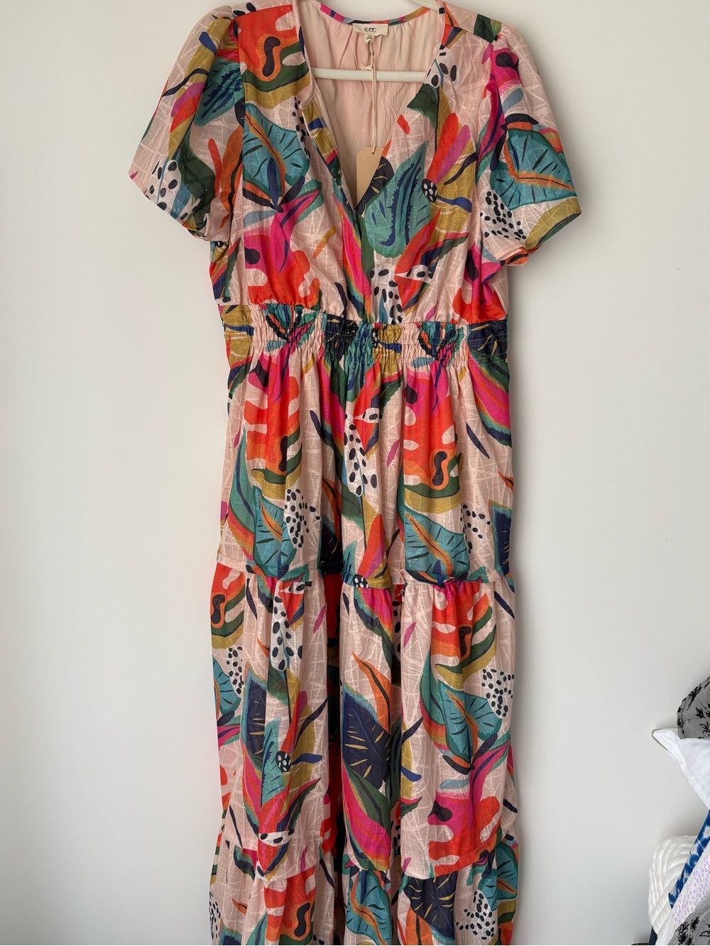 Ott Multicolor Tropical Print Midi Dress
